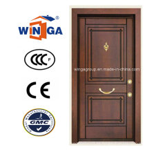 Puerta acorazada de chapa de madera MDF de acero de seguridad de Sudáfrica (W-T05)